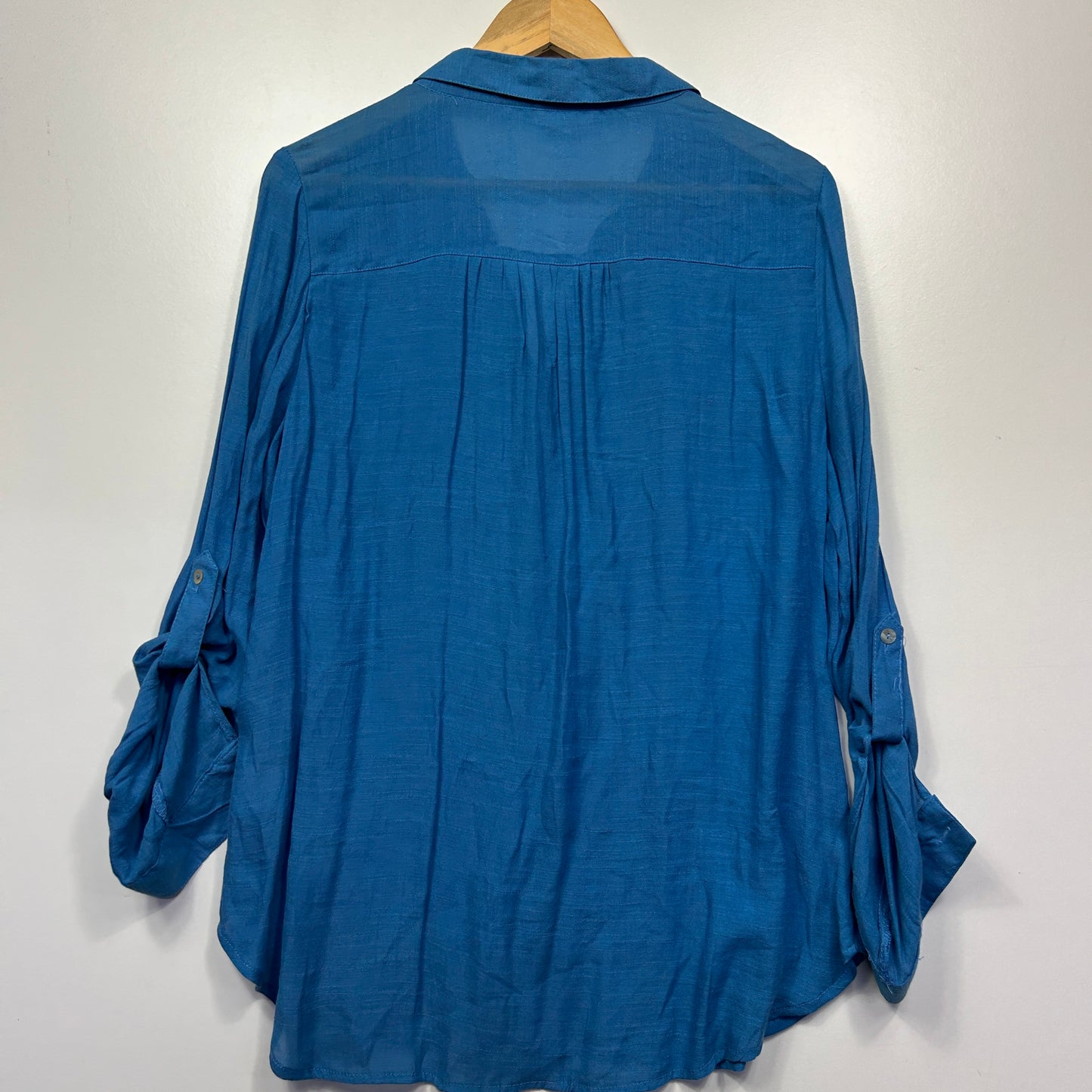 Blue shirt back view