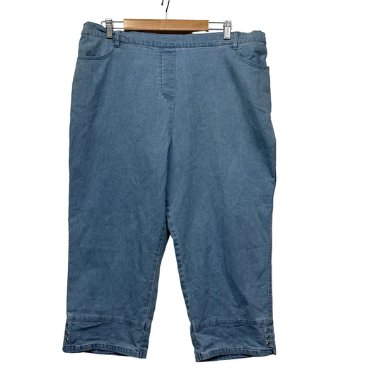 Blue denim capri pants front view