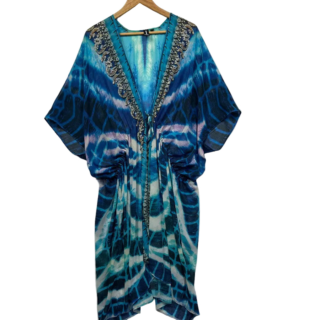 Izabel London Blue Embellished Kaftan - Size Free Size
