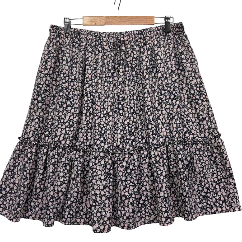 Black and white floral skirt front view