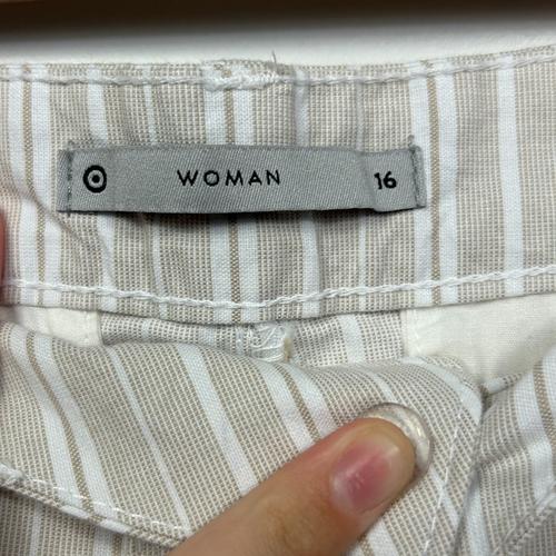 Target Woman Beige & White Striped Shorts - Size 16