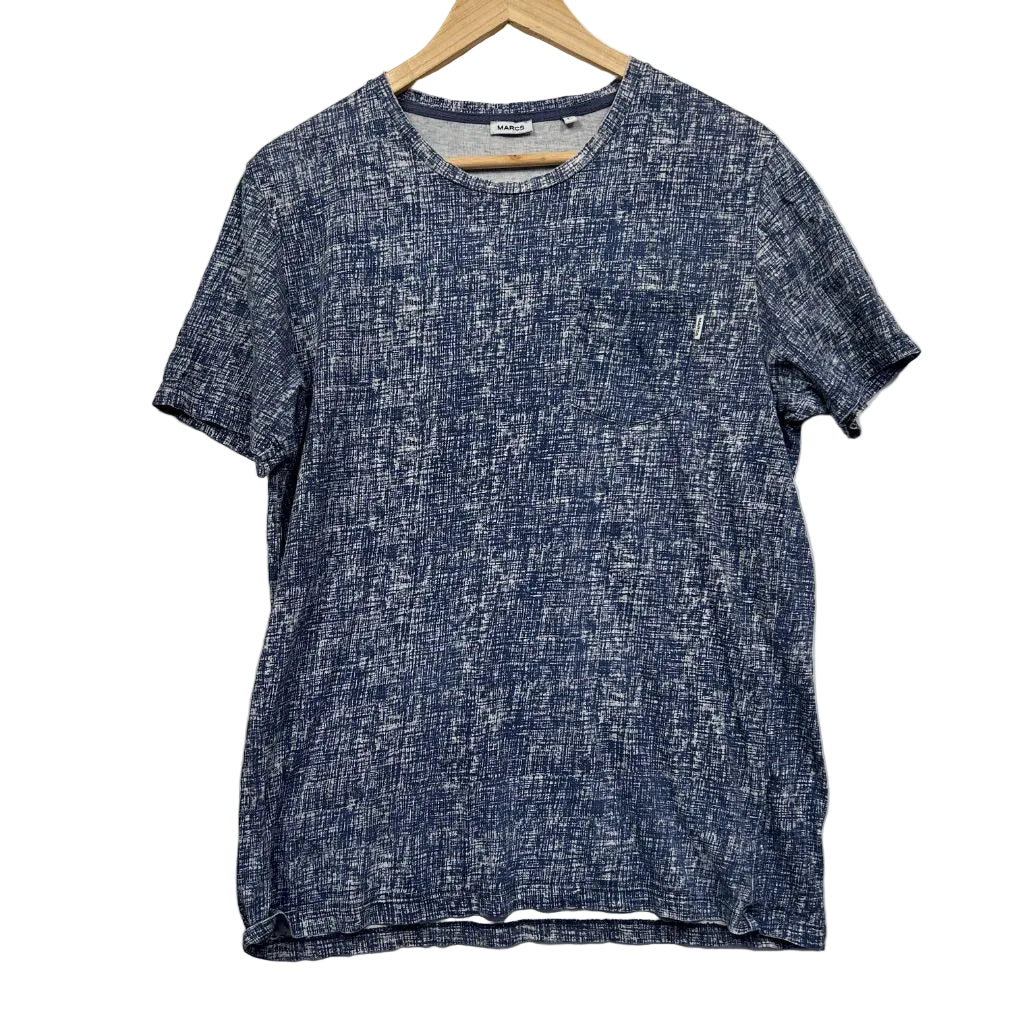 Navy blue textured t-shirt front view