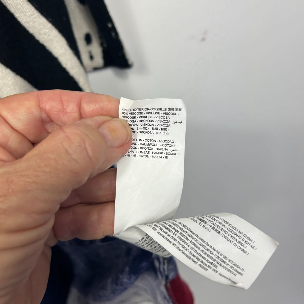 Clothing care label detail view