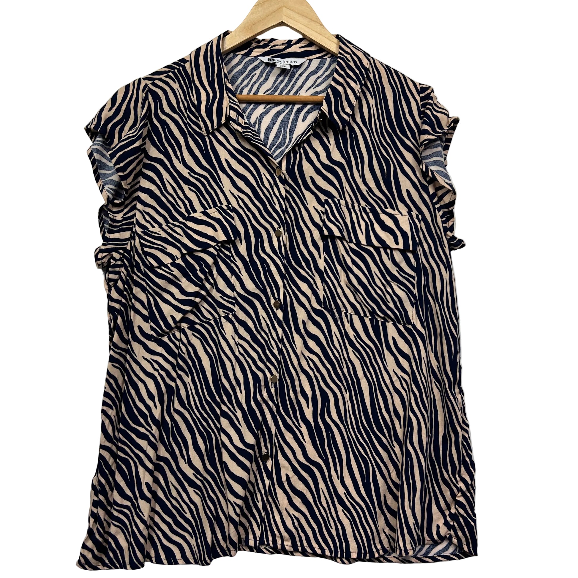 Black and white zebra stripe shirt front view