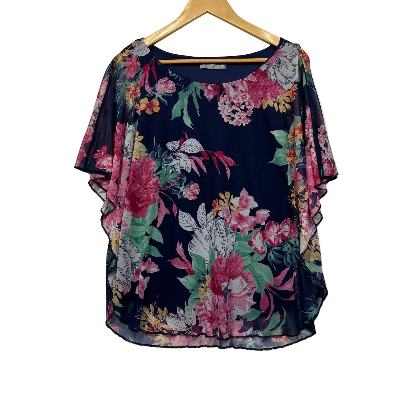 Navy floral top front view