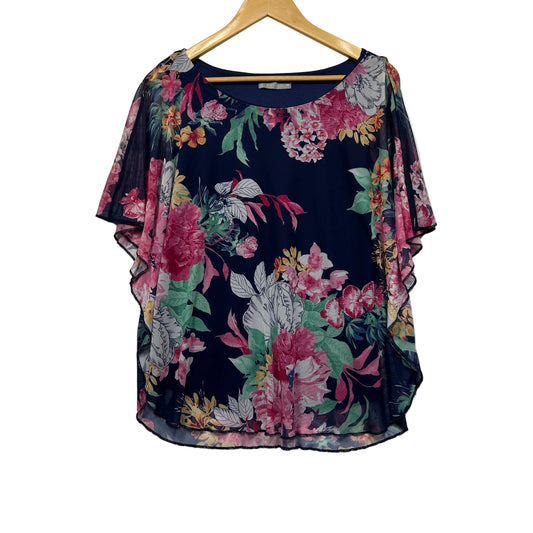 Navy floral top front view