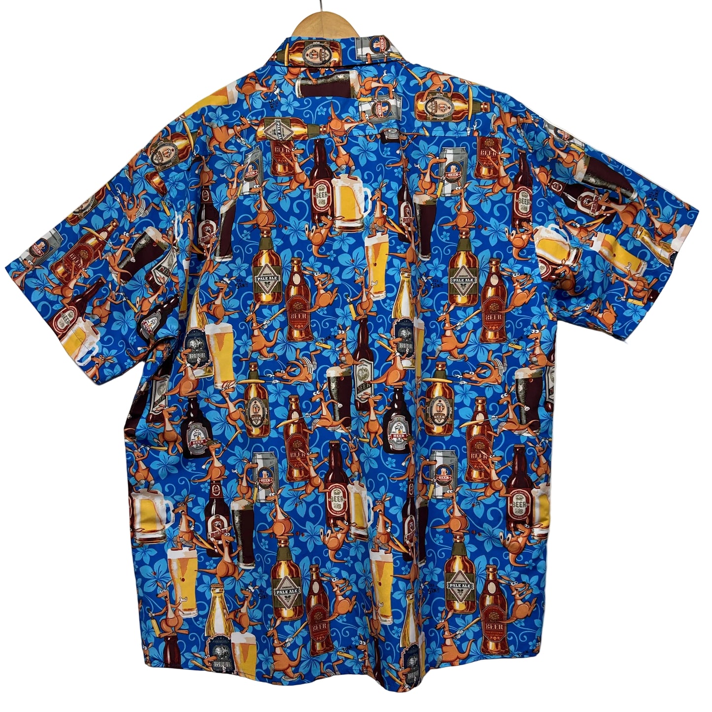 Blue shirt front view with graphic pattern