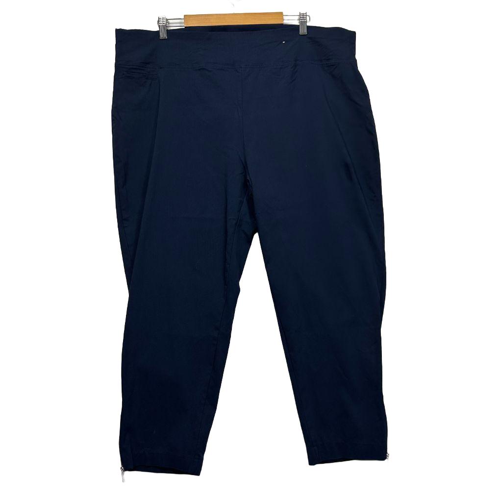 Navy blue cropped pants front view