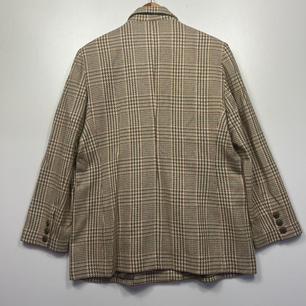 Beige plaid blazer back view