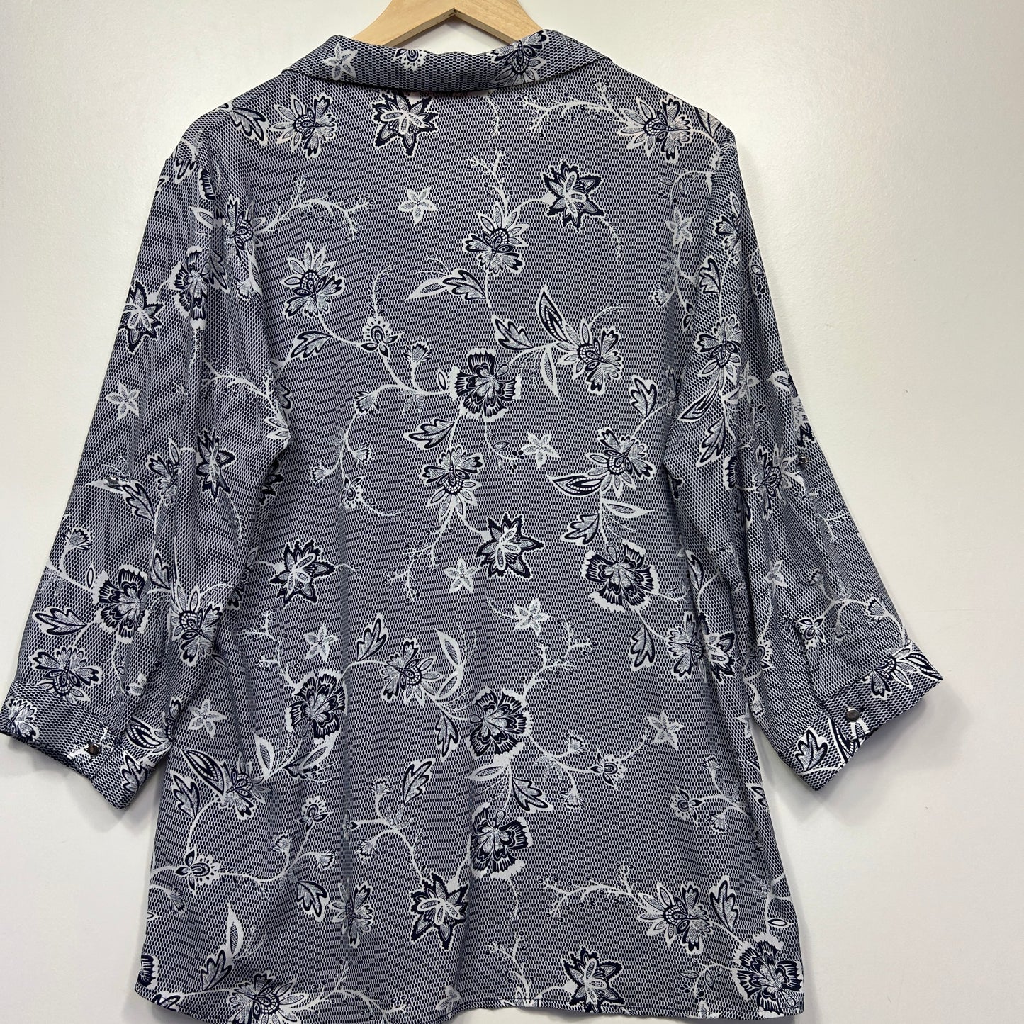 Grey floral shirt back view