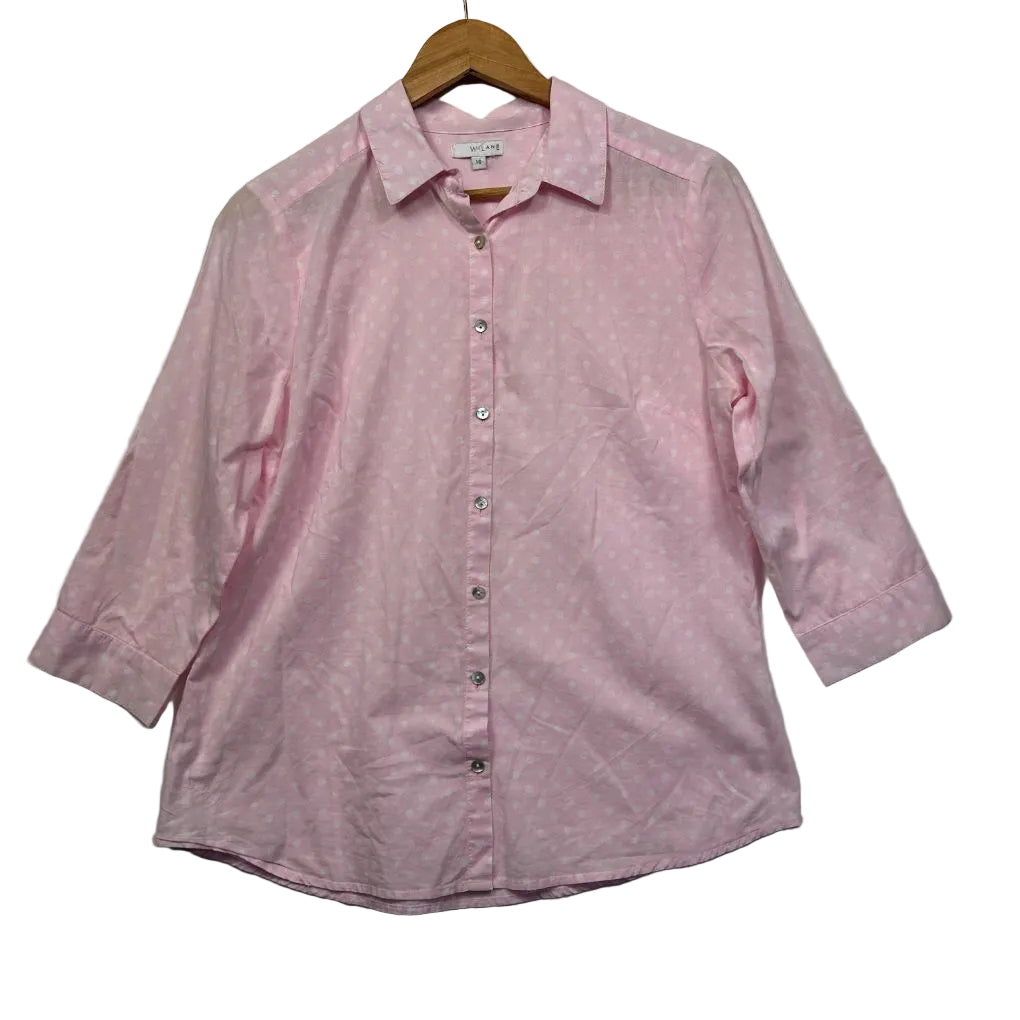 W.Lane Pink Cotton Shirt - Size 16
