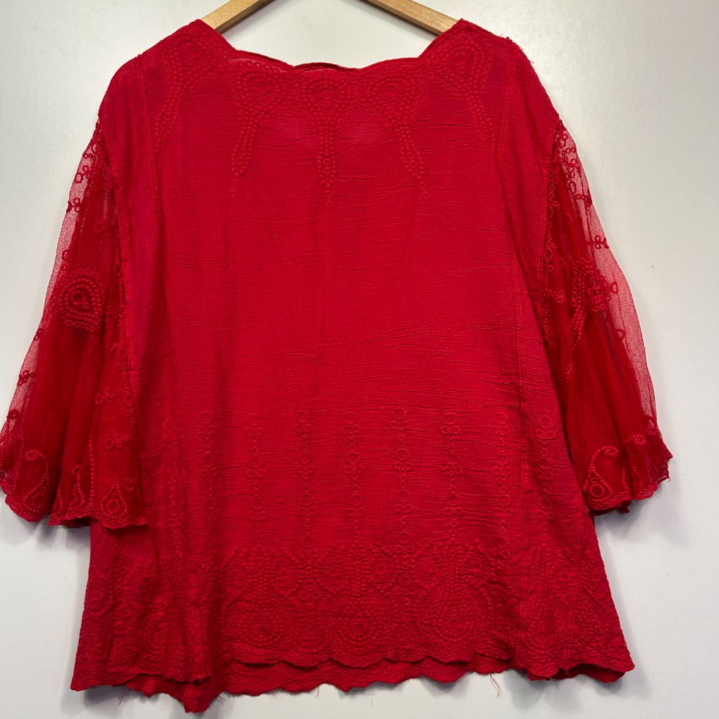 Red blouse front view