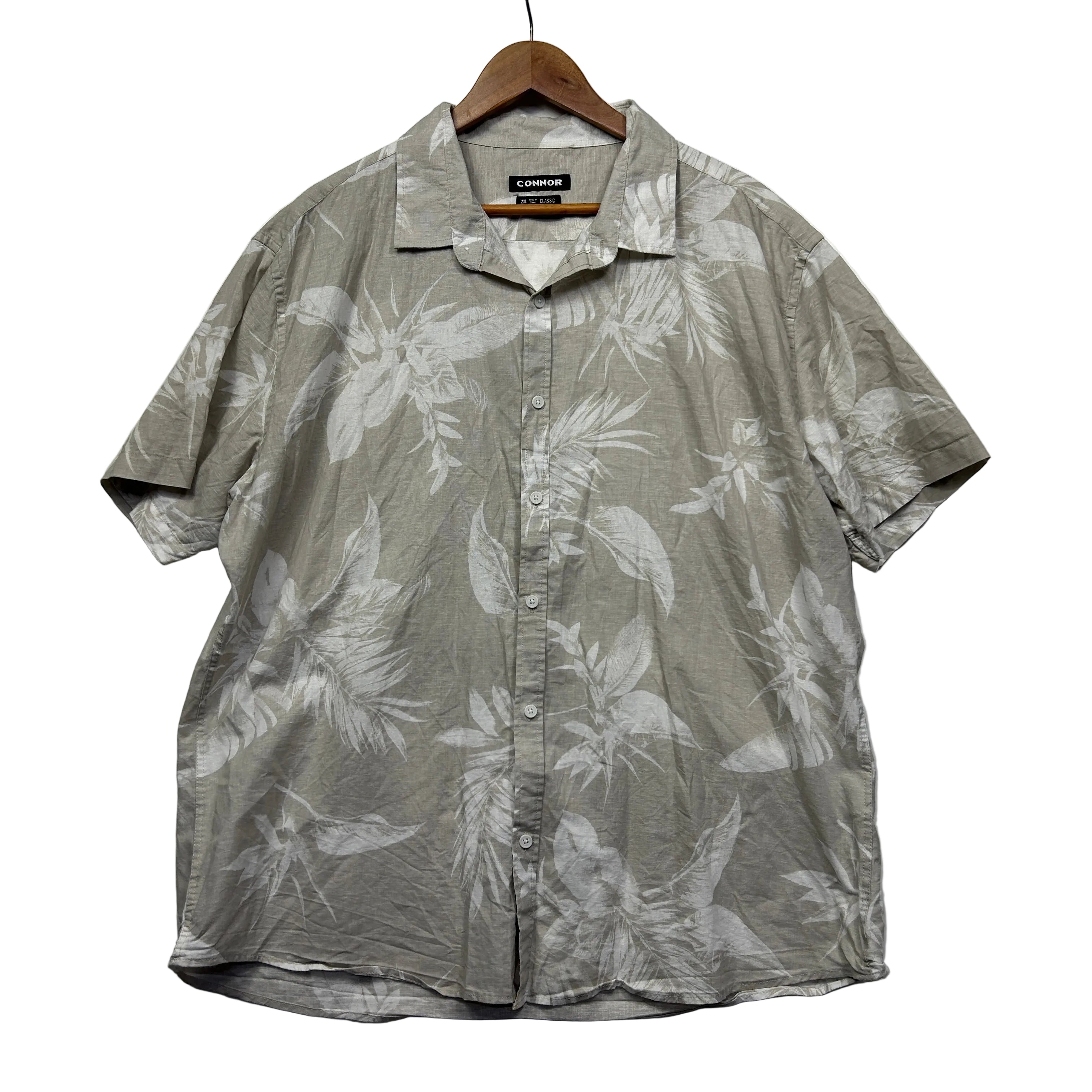 Connor Sage Leaf Print Short Sleeve Shirt - Size 2XL