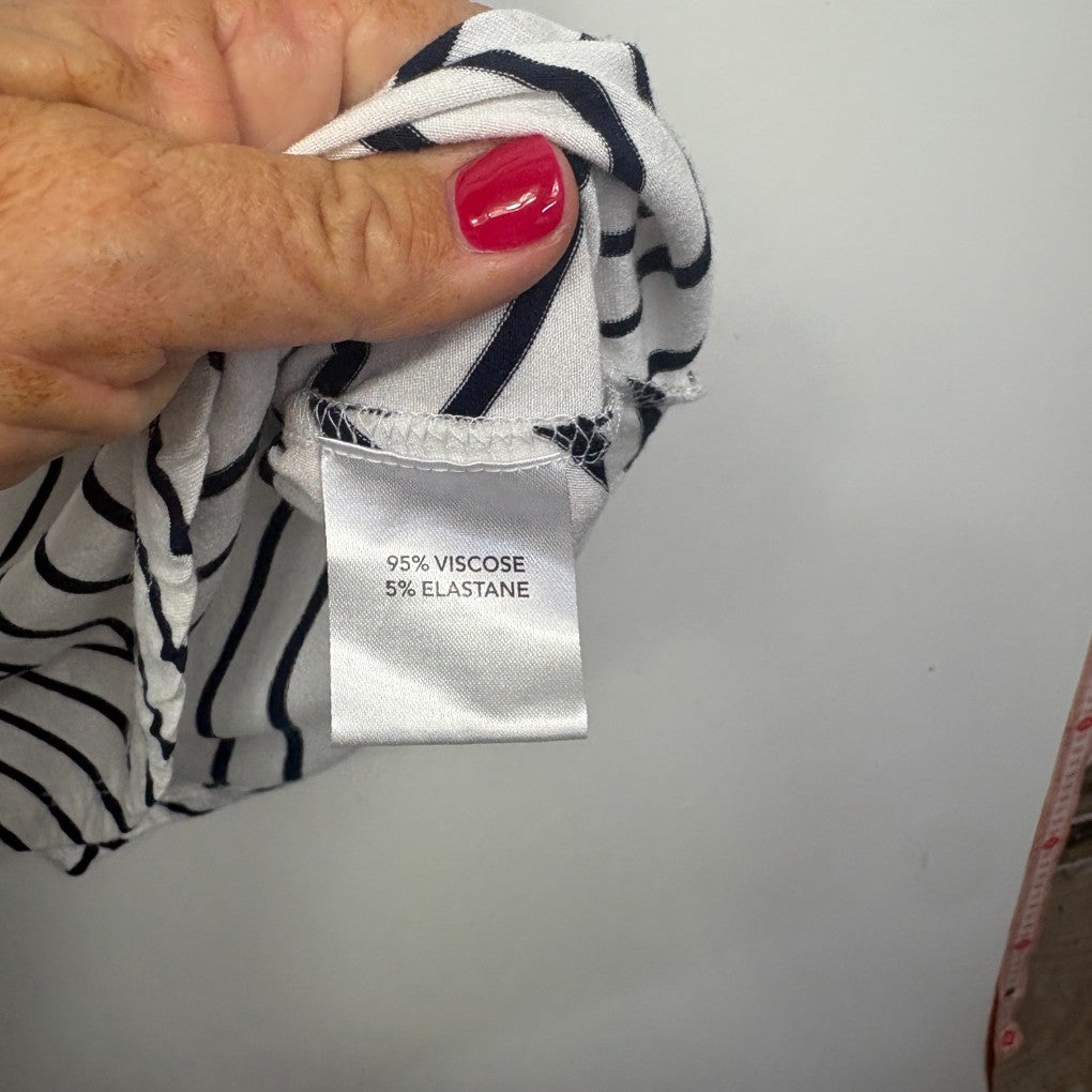 White and black striped fabric detail view