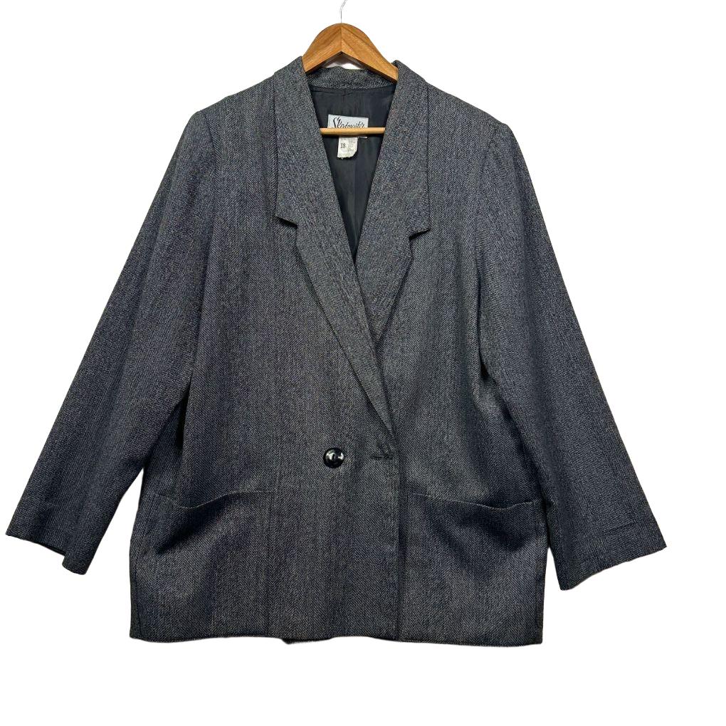 Vintage Skirtmaster Grey Herringbone Blazer - Size 18