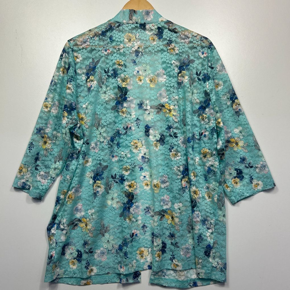 Teal floral tunic top front view