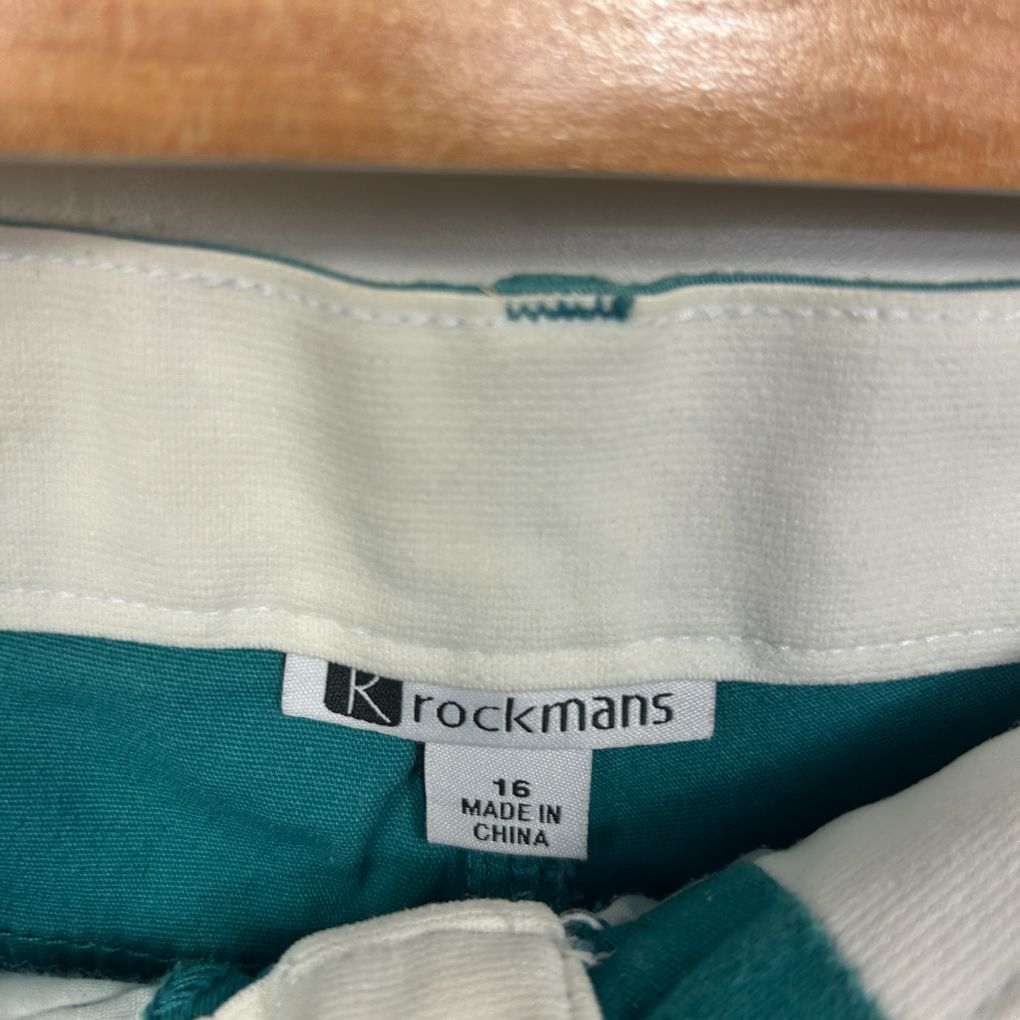 Teal and white striped long sleeve top label detail view