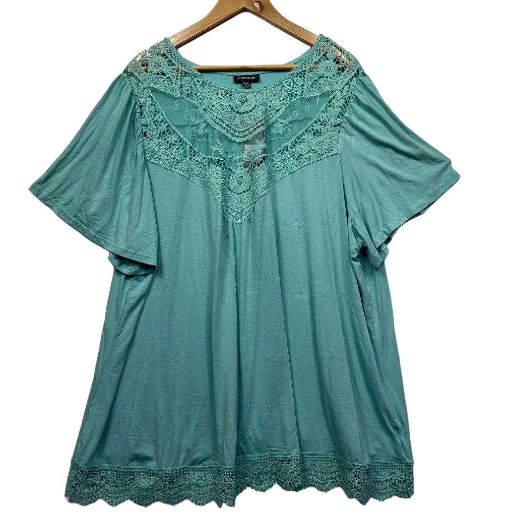 Teal lace tunic top front view