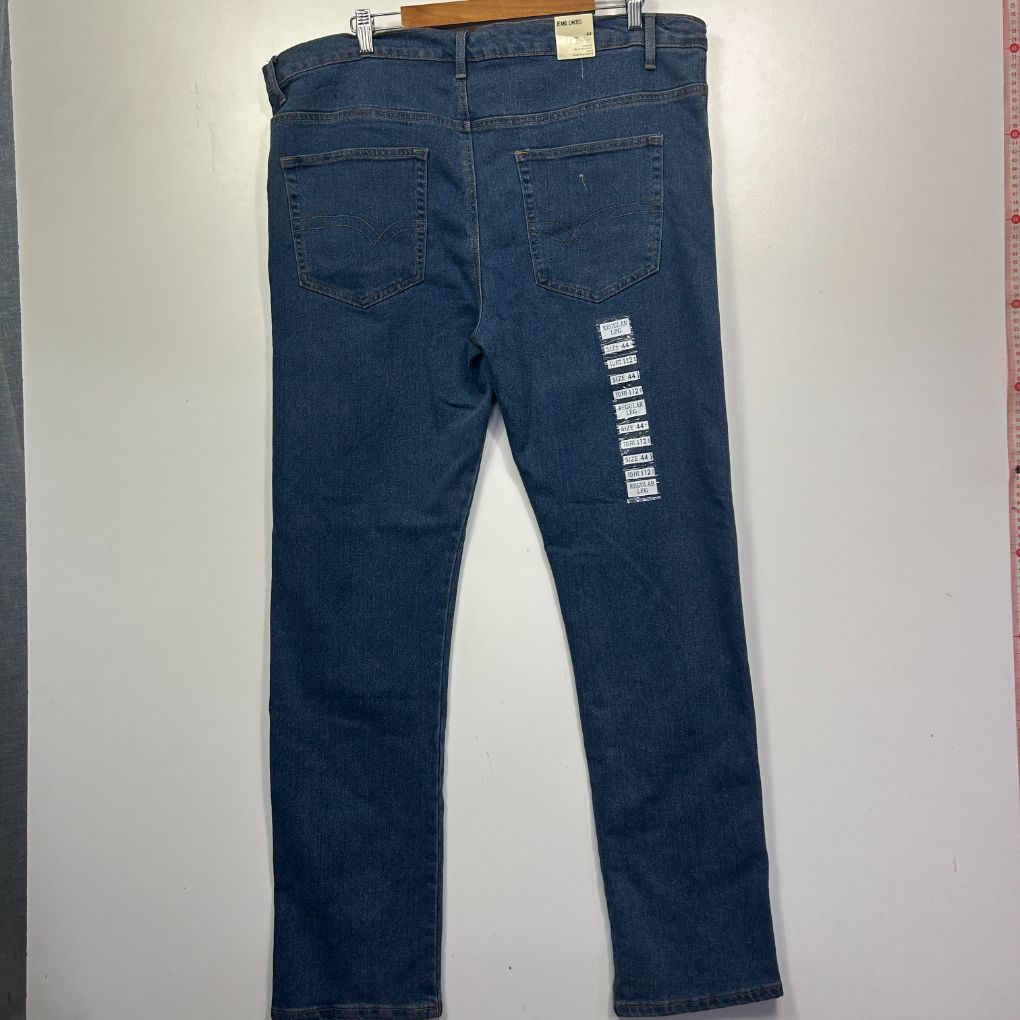 Dark blue denim jeans back view