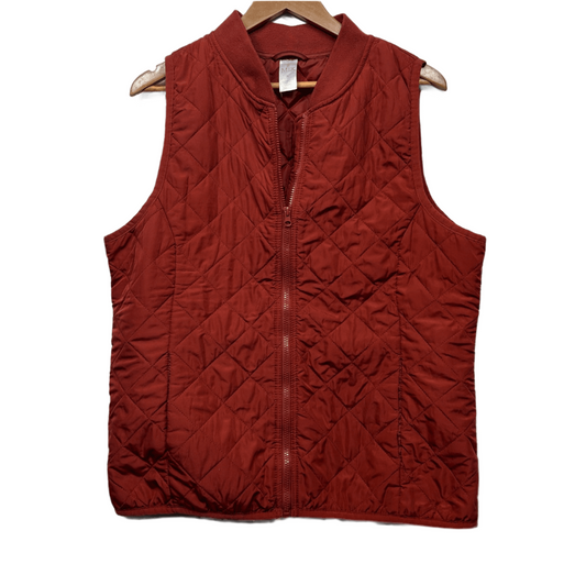 Mix Vest Size XL 16 Rust Orange Quilted Sleeveless Polyester Pockets