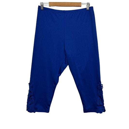 Blue Lace Trim Capri Leggings - Size 1XL