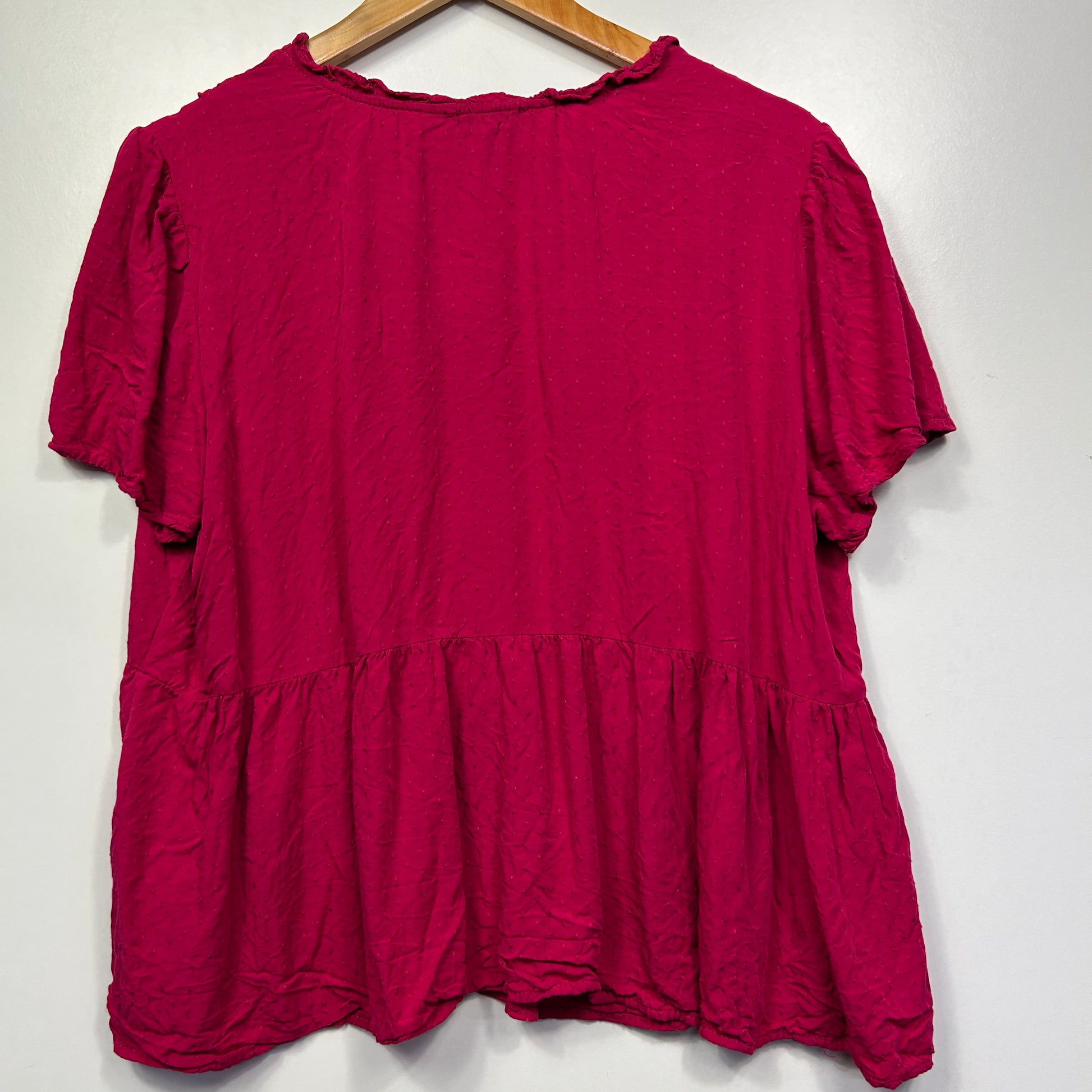Burgundy peplum t-shirt front view