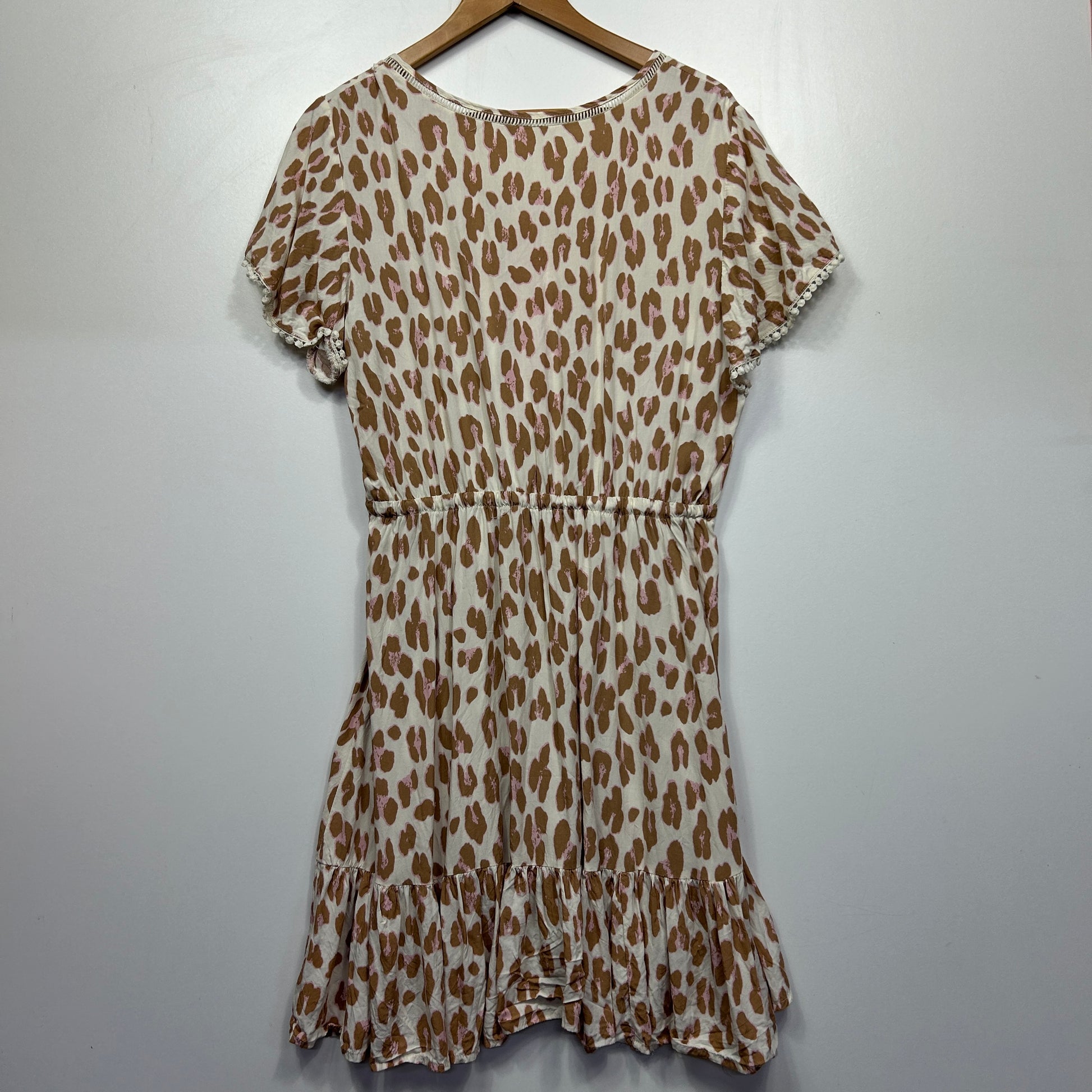 Beige and brown leopard print dress front view
