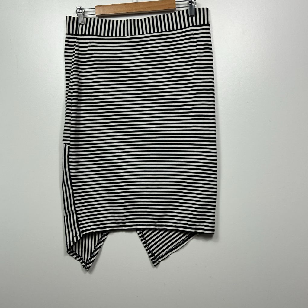 Black and white striped skirt front view