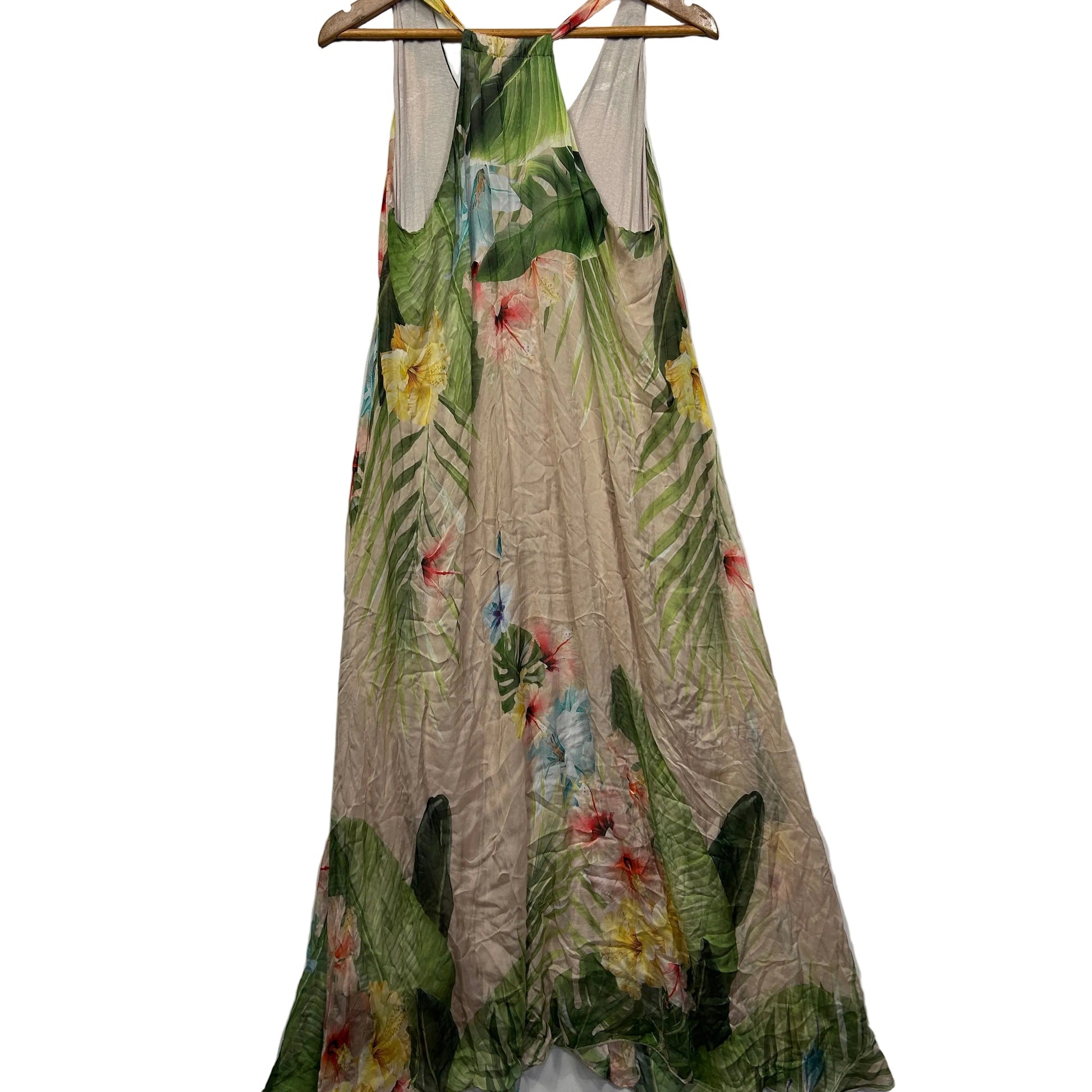 Beige floral dress front view