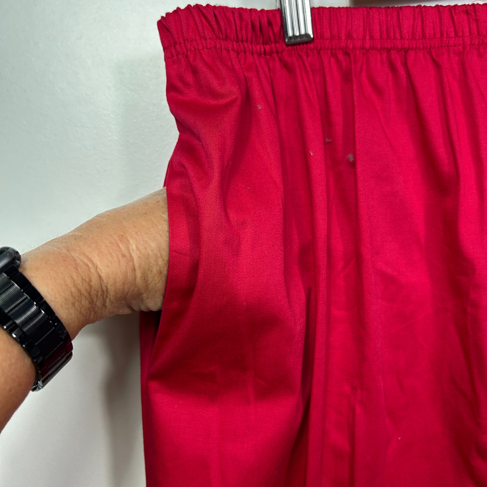 Red shorts front view