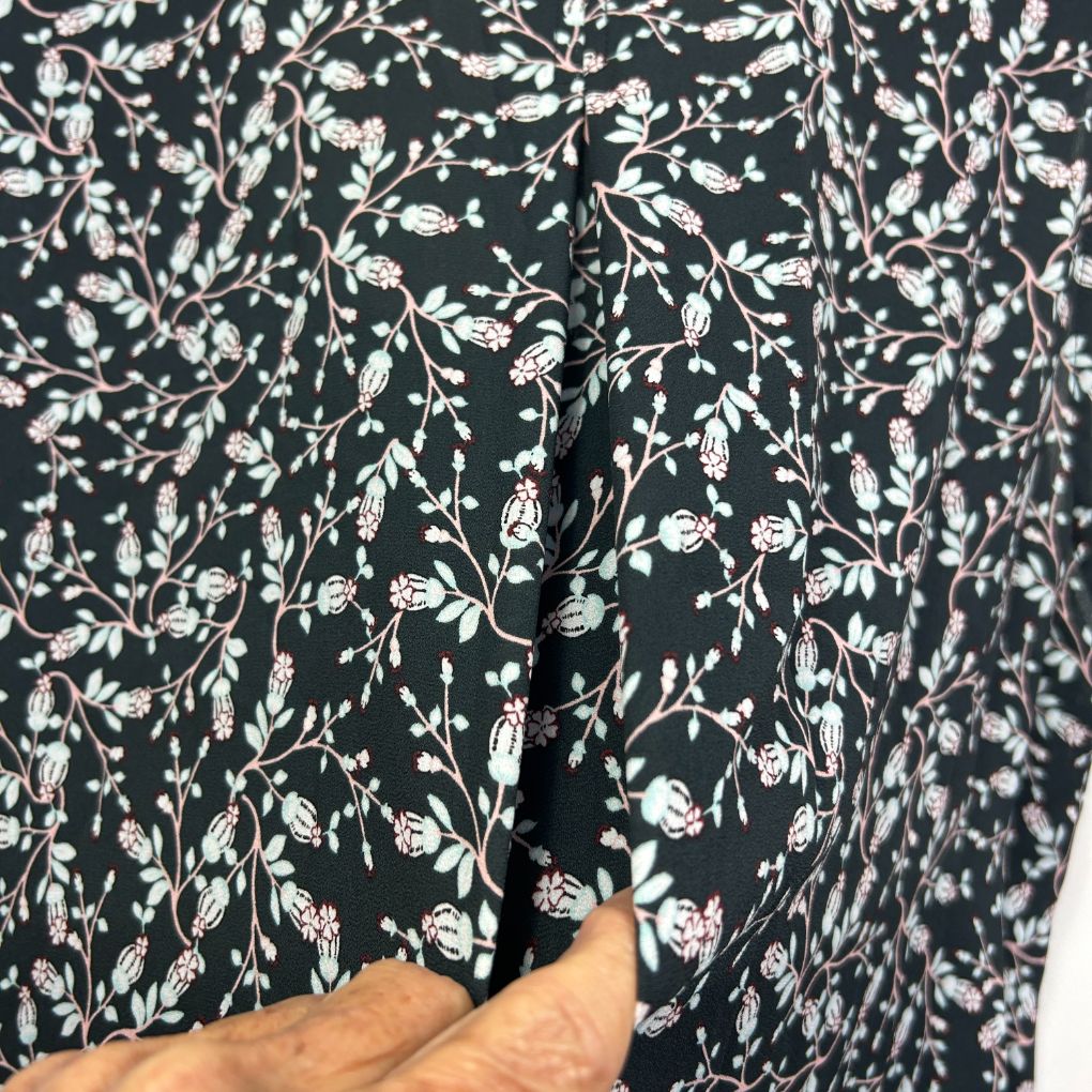 Black and white floral print shirt front view