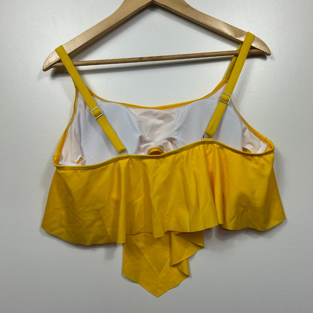 Yellow ruffle crop top front view