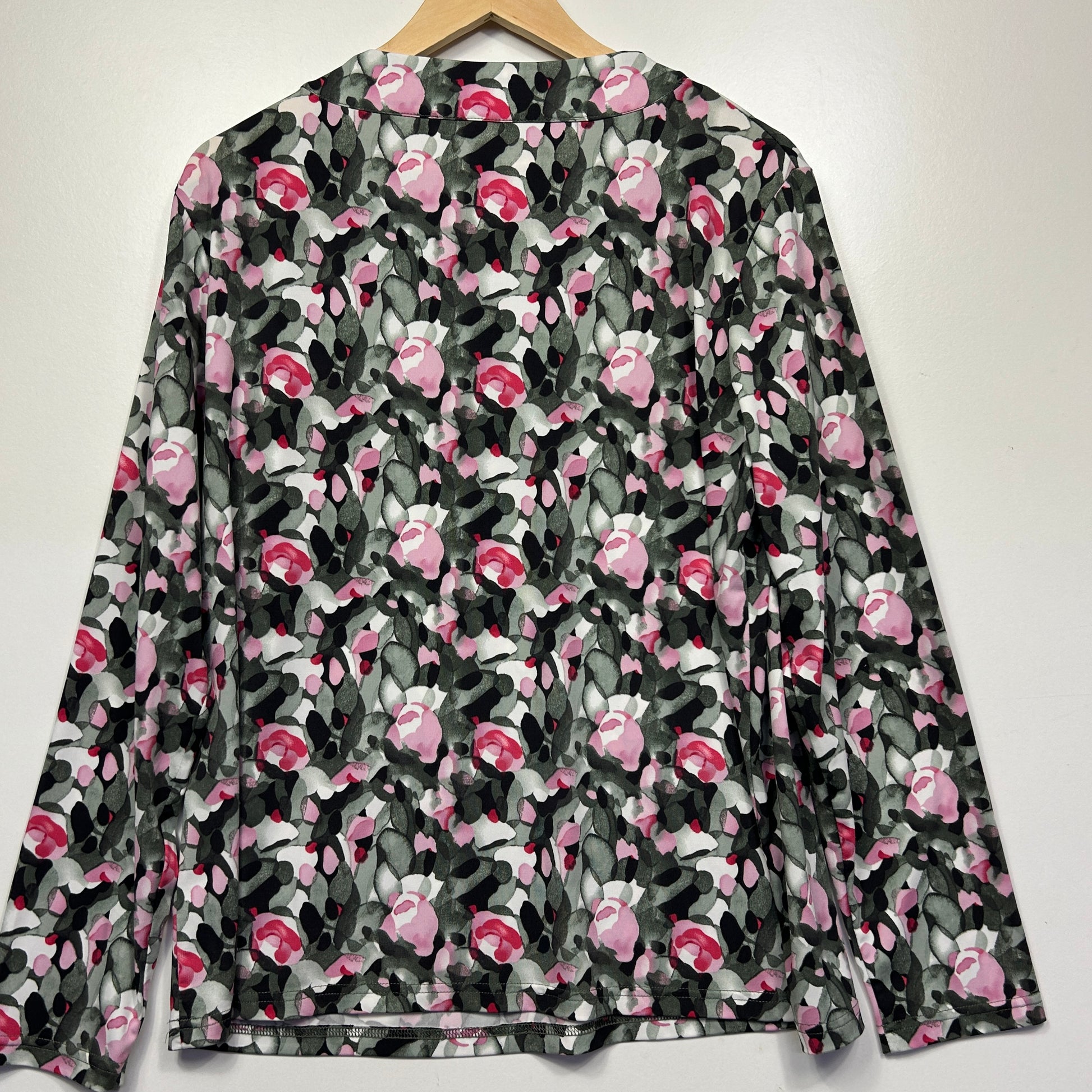 Black floral long sleeve top front view