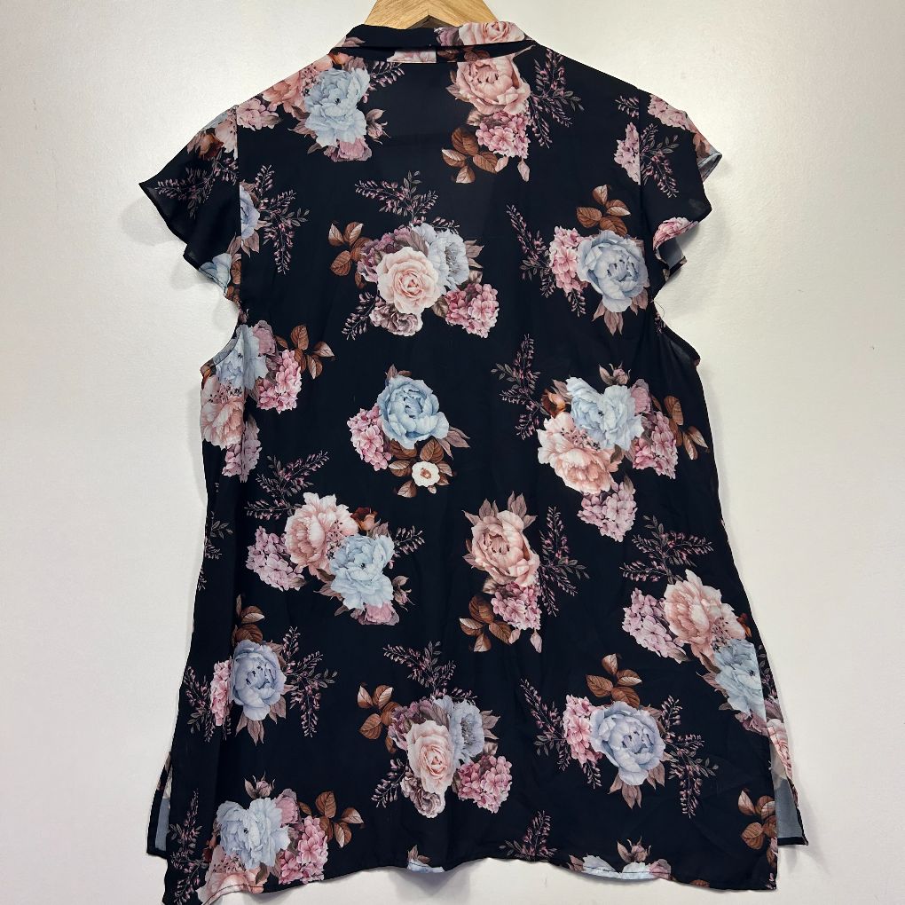 Black floral tunic back view
