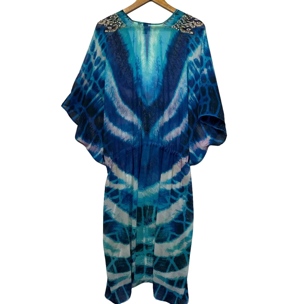 Izabel London Blue Embellished Kaftan - Size Free Size