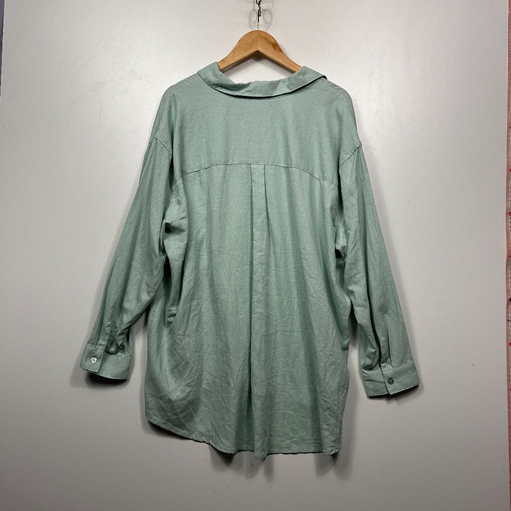 Sage green long sleeve shirt back view