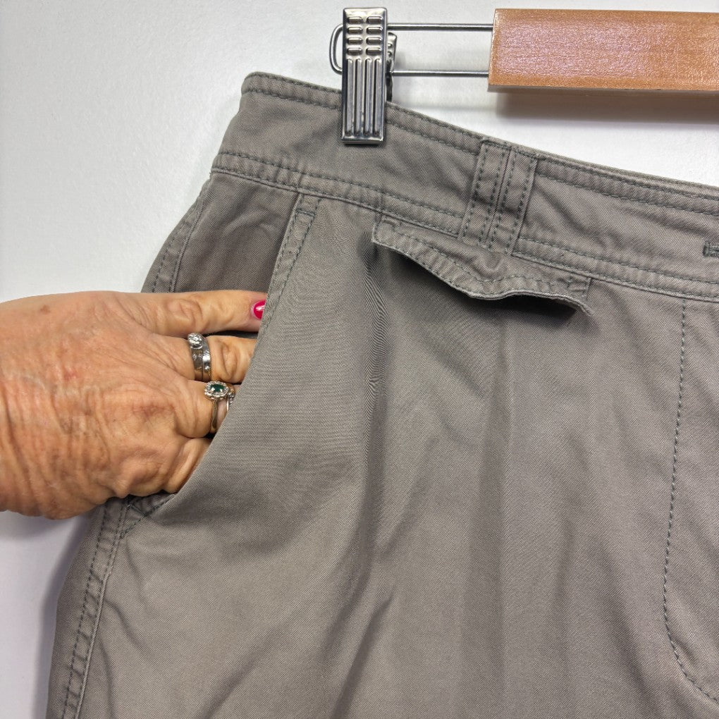 Sage green shorts front detail view