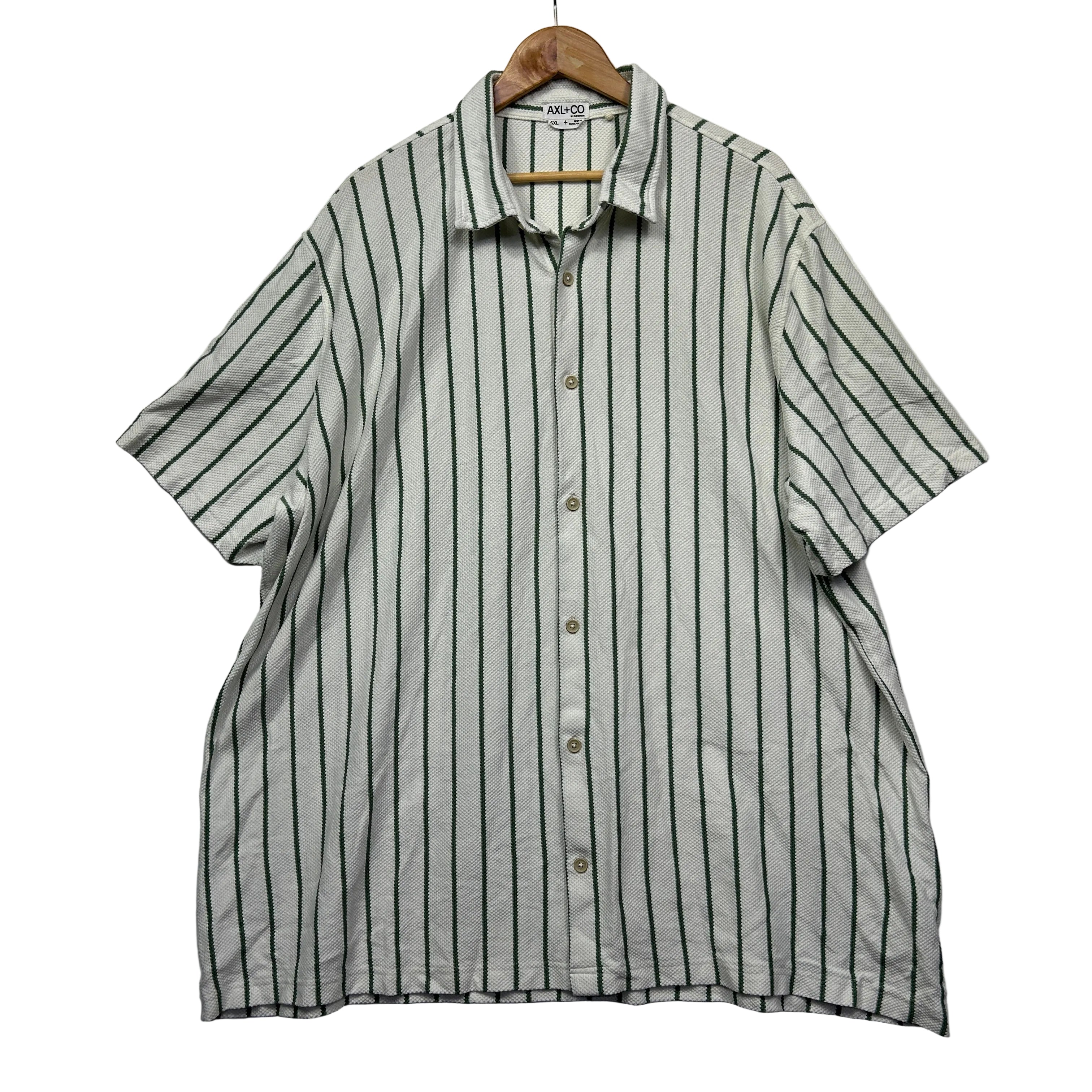 Axl+Co Button Up Green Striped Shirt - Size 7XL
