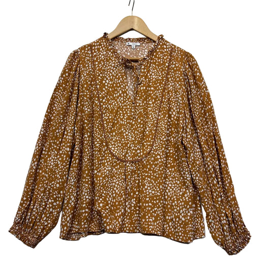 Brown floral blouse front view