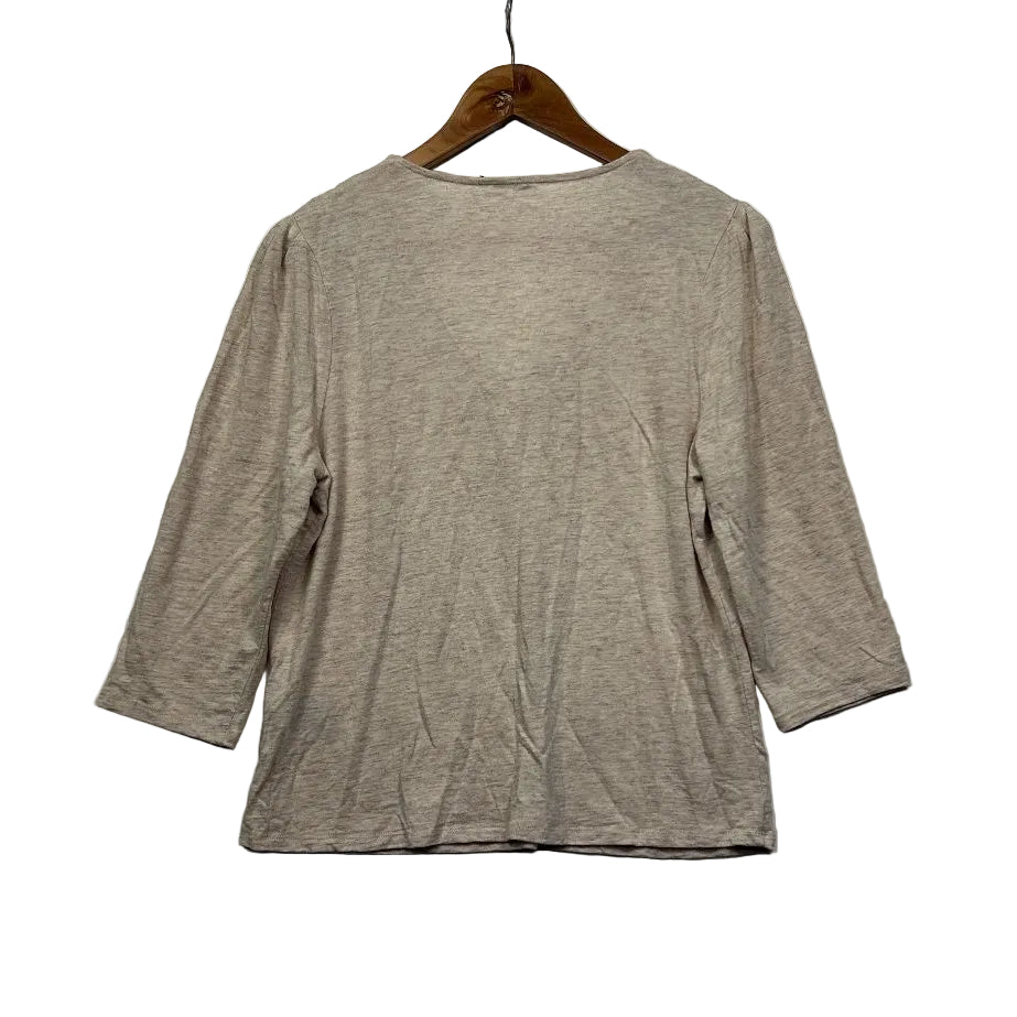 Beige long sleeve t-shirt back view