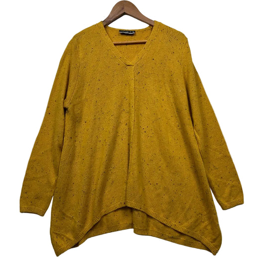 Mustard yellow cardigan front view