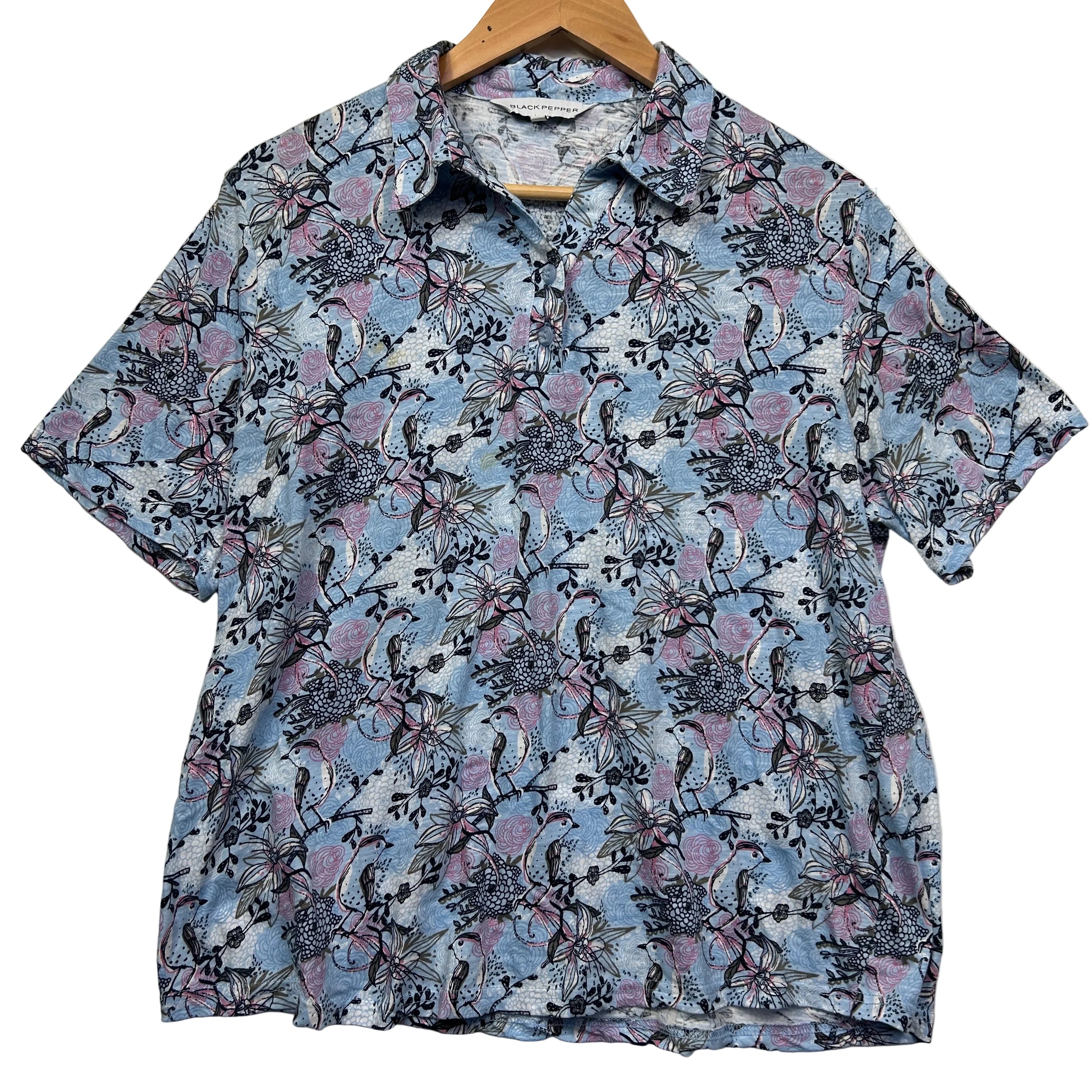 Black Pepper Multicoloured Collared Shirt - Size 16