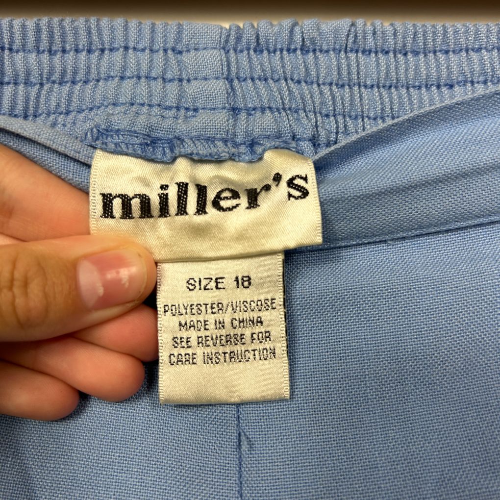 Blue striped shorts label detail view