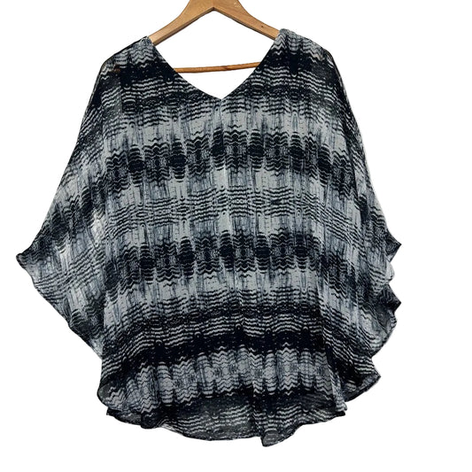 Avella Black & Grey Abstract Poncho Top - Size 16