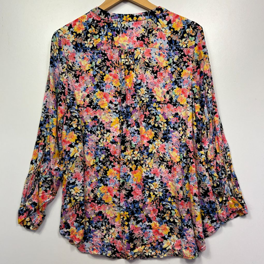 Multicoloured floral blouse front view