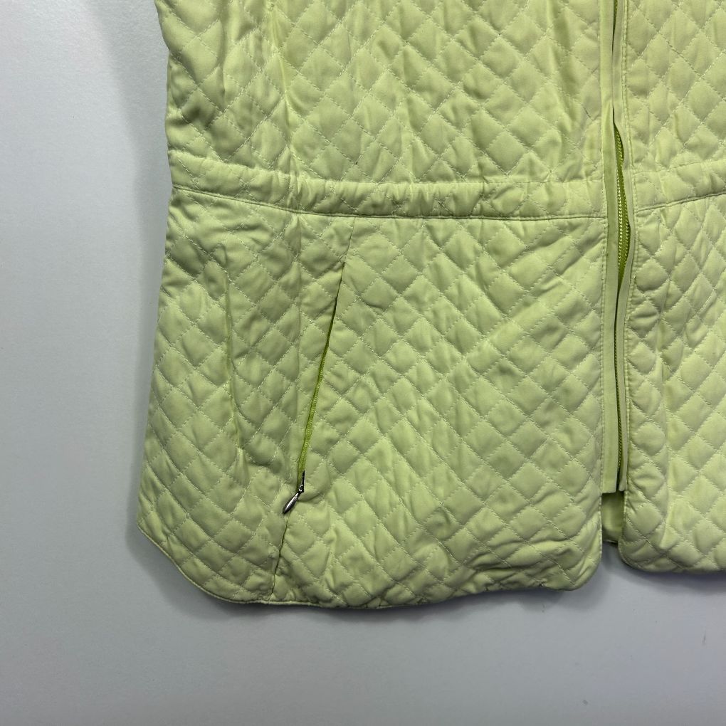 Lime green quilted jacket front view