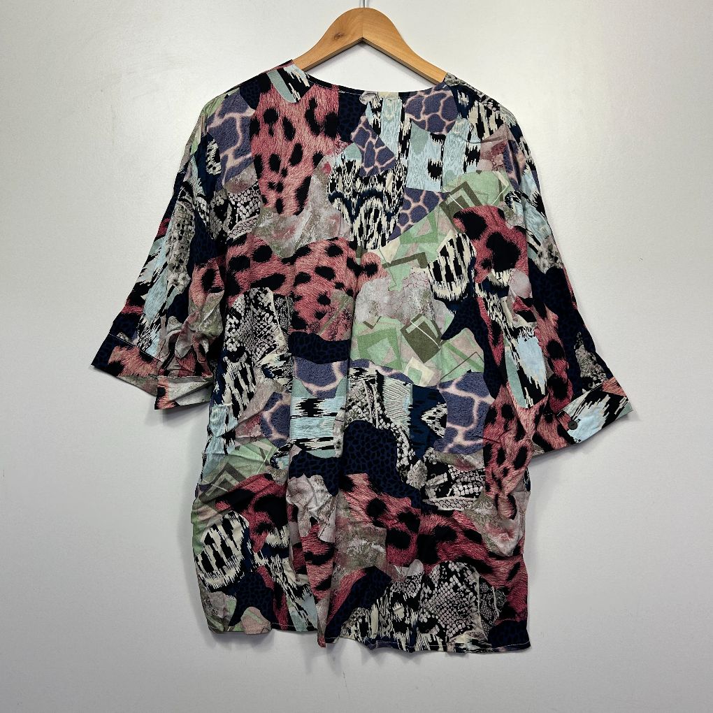 Multicolour patchwork tunic front view