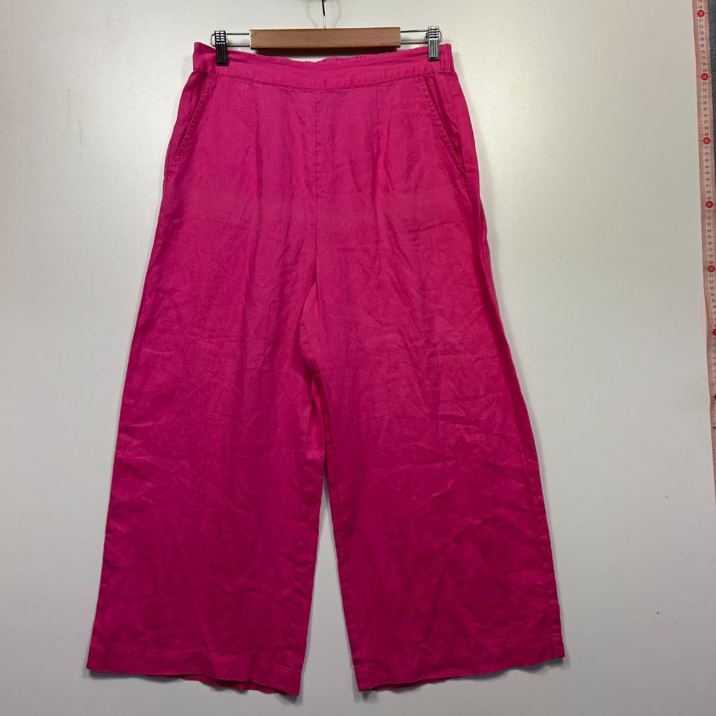 Magenta wide leg pants front view