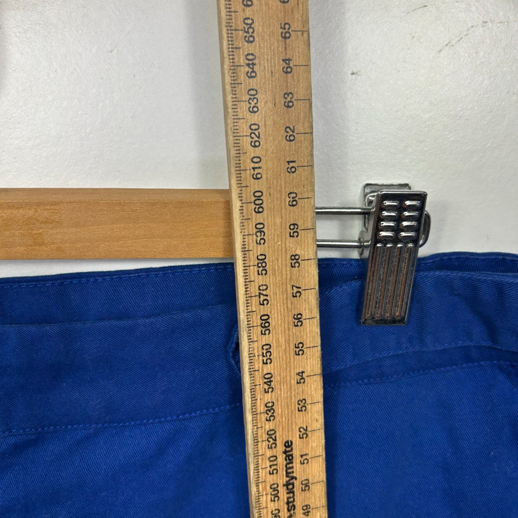 Blue fabric with measuring tape detail view
