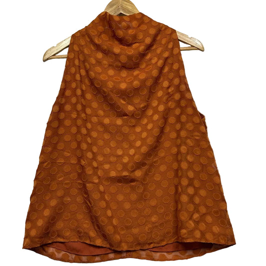 Rust brown polka dot sleeveless top front view